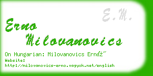 erno milovanovics business card